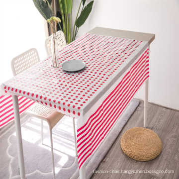 Wave point and striped peva plastic table cover